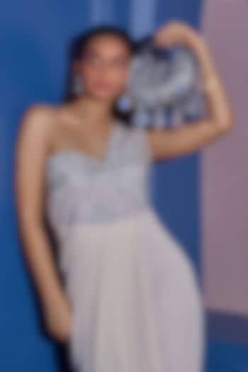 Grey Suede & Rexine Handbag by Forever Noor at Pernia's Pop Up Shop