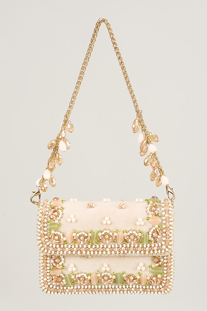 Peach & Green Suede Clutch by Forever Noor at Pernia's Pop Up Shop