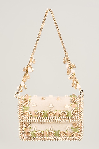 Peach & Green Suede Clutch by Forever Noor