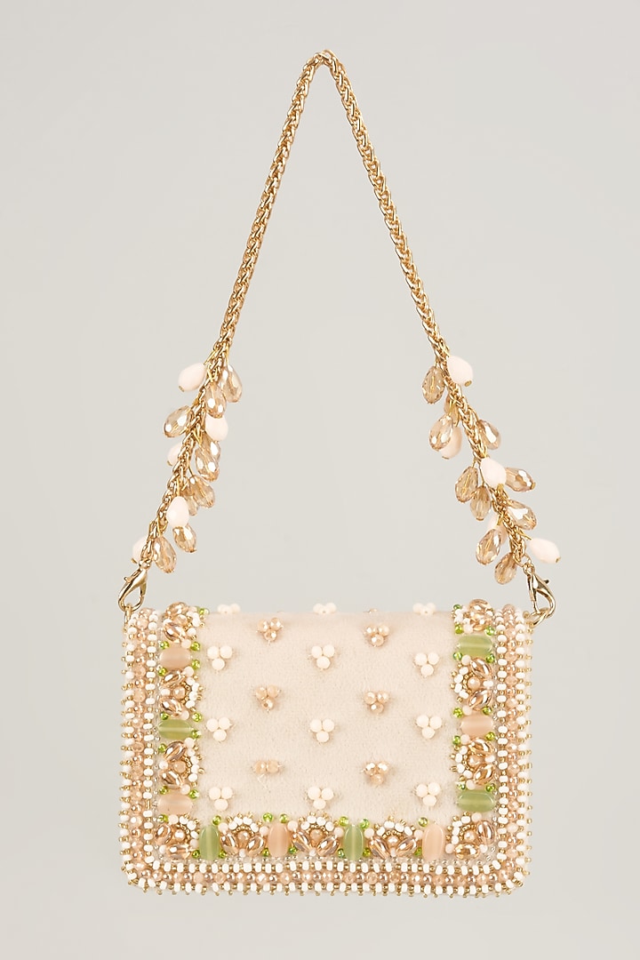 Peach & Green Suede Clutch by Forever Noor at Pernia's Pop Up Shop