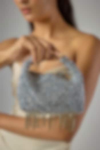 Silver Crystal Embellished Clutch by Forever Noor at Pernia's Pop Up Shop