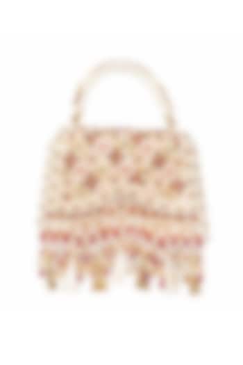 Red & White Suede Clutch by Forever Noor at Pernia's Pop Up Shop