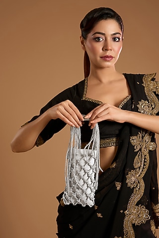 Silver Velvet Potli by Forever Noor