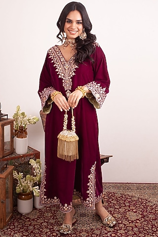Golden Georgette Handcrafted Bag by Forever Noor