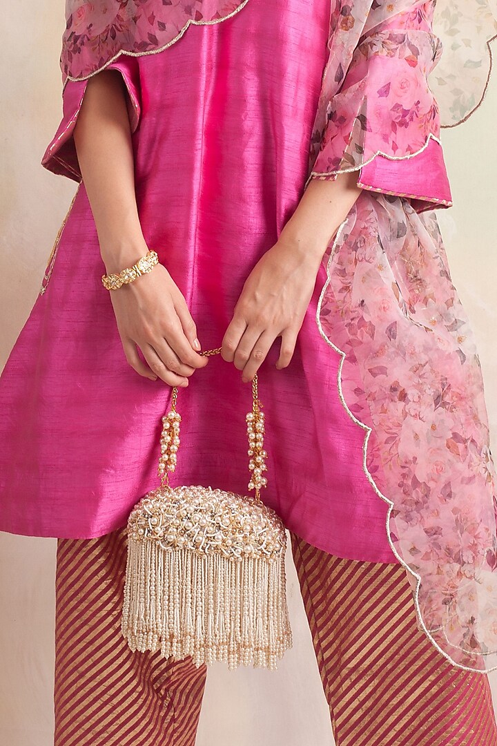 Beige Suede Handcrafted Clutch by Forever Noor at Pernia's Pop Up Shop