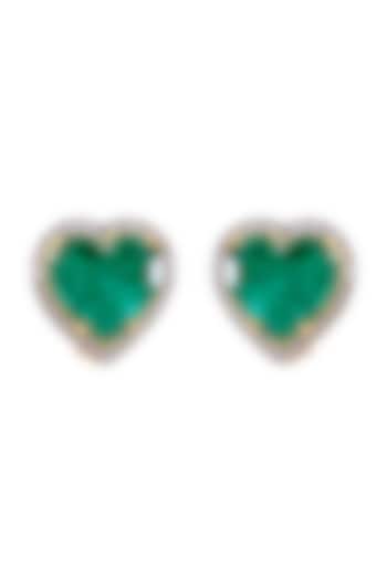 Gold Finish Heart Stud Earrings In Sterling Silver by Fine Silver Jewels