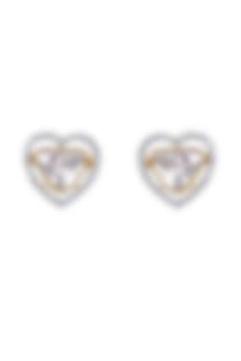 Gold Finish Moissanite Stud Earrings In Sterling Silver by Fine Silver Jewels at Pernia's Pop Up Shop