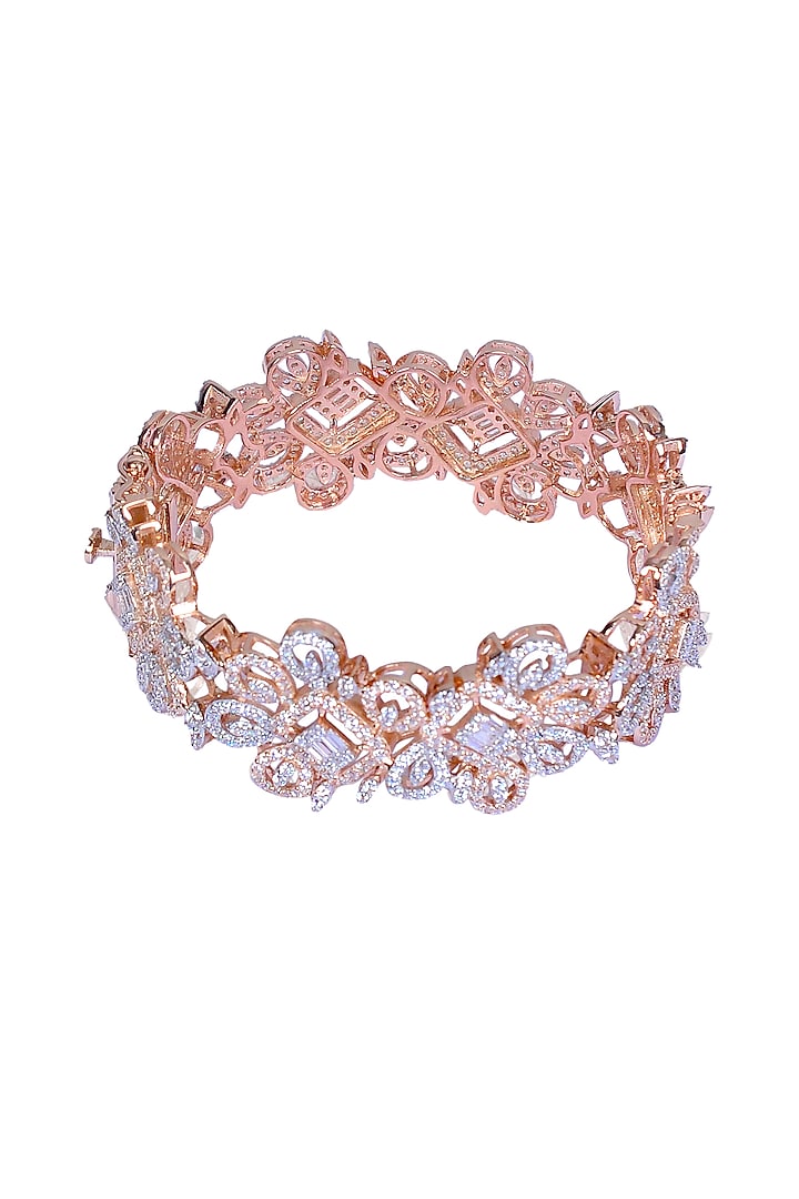 Rose Gold Finish Swarovski Bracelet In Sterling Silver by Fine Silver Jewels