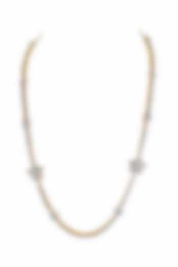 Gold Finish Moissanite Polki Necklace In Sterling Silver by Fine Silver Jewels