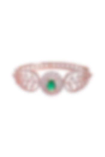 Rose Gold Finish Emerald Bracelet In Sterling Silver by Fine Silver Jewels