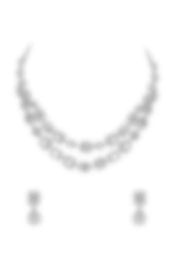 White Finish Swarovski Necklace Set In Sterling Silver by Fine Silver Jewels