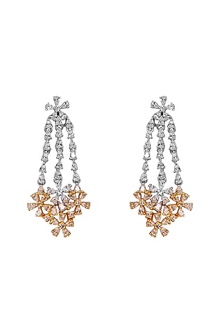 Two Tone Finish Swarovski Earrings In Sterling Silver by Fine Silver Jewels