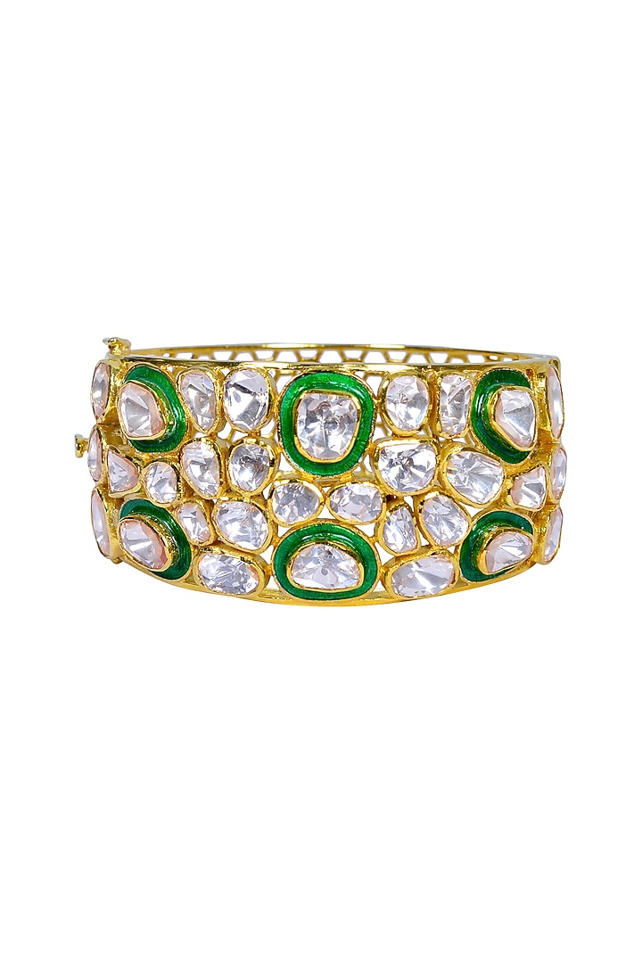 Gold Finish Enameled Bracelet In Sterling Silver by Fine Silver Jewels at Pernia's Pop Up Shop