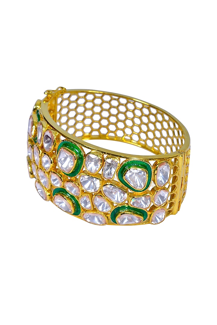 Gold Finish Enameled Bracelet In Sterling Silver by Fine Silver Jewels at Pernia's Pop Up Shop