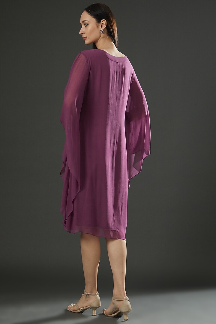 Aubergine Flared Summer Dress by FINE THREADS BY HINA & NIKHAT at Pernia's Pop Up Shop