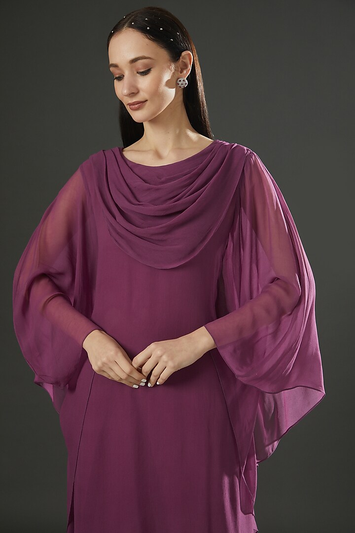 Aubergine Flared Summer Dress by FINE THREADS BY HINA & NIKHAT at Pernia's Pop Up Shop