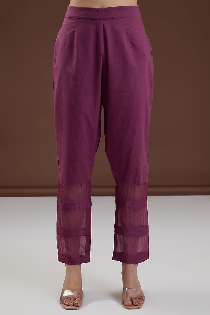 Aubergine Chanderi Silk Dori Embroidered Party Wear Anarkali Set by FINE THREADS BY HINA & NIKHAT at Pernia's Pop Up Shop