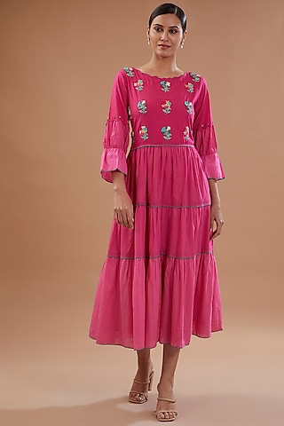 Buy COLOR BLOCK RED AND PINK DRESS for Women Online in India