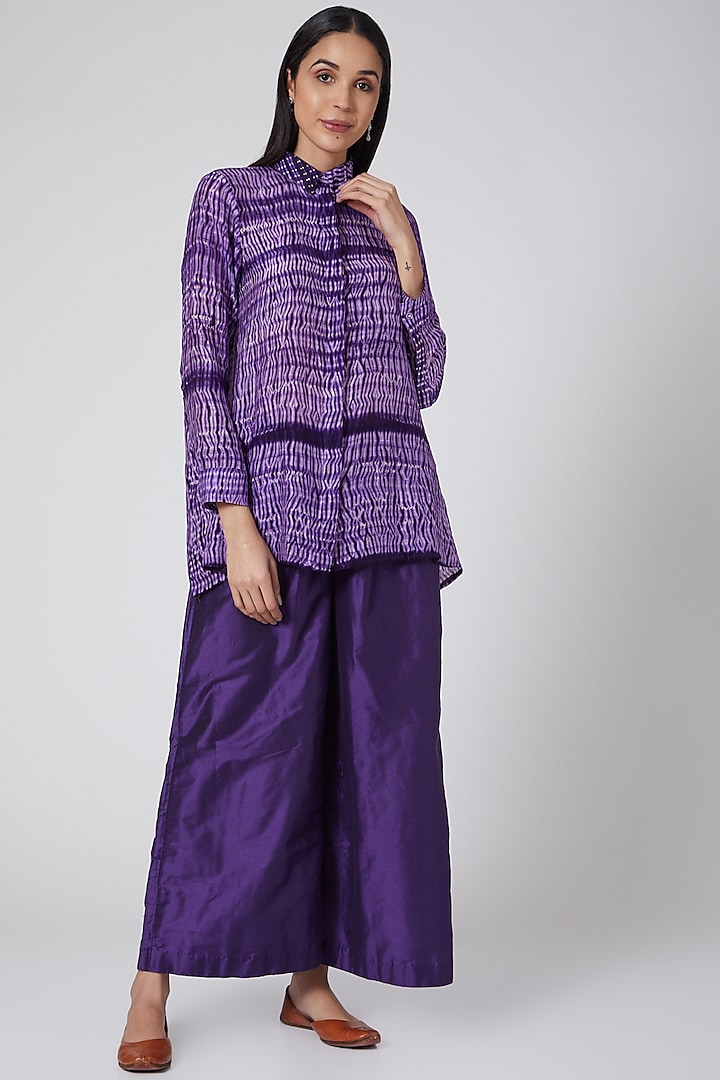 Purple Shibori Printed Shirt by ILAPTI