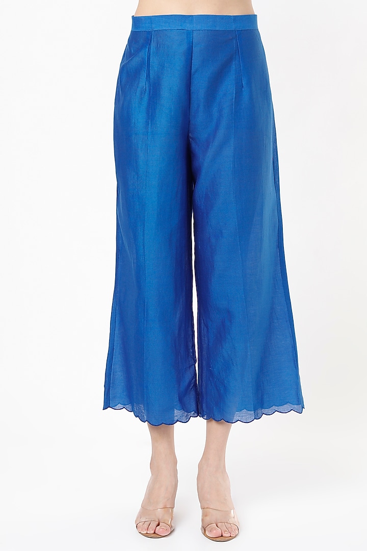 Cobalt Blue Chanderi Kurta Set by ILAPTI at Pernia's Pop Up Shop