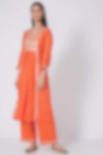 Orange Kurta Set With Gota Work by ILAPTI at Pernia's Pop Up Shop