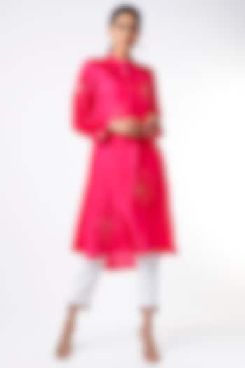 Candy Pink Dupion Silk Tunic  by ILAPTI at Pernia's Pop Up Shop