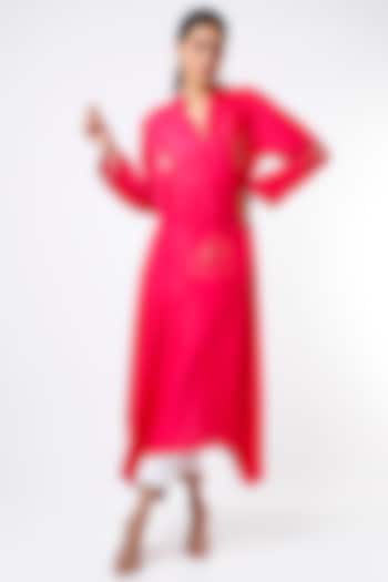 Candy Pink Dupion Silk Kerchief Tunic  by ILAPTI at Pernia's Pop Up Shop