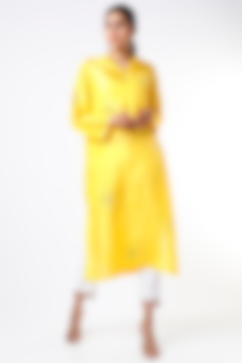 Bright Yellow Tunic In Dupion Silk by ILAPTI