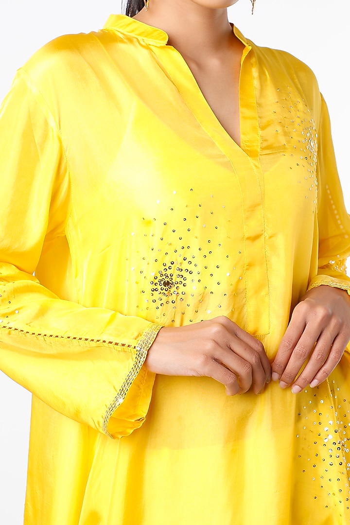 Bright Yellow Dupion Silk Kerchief Tunic by ILAPTI at Pernia's Pop Up Shop