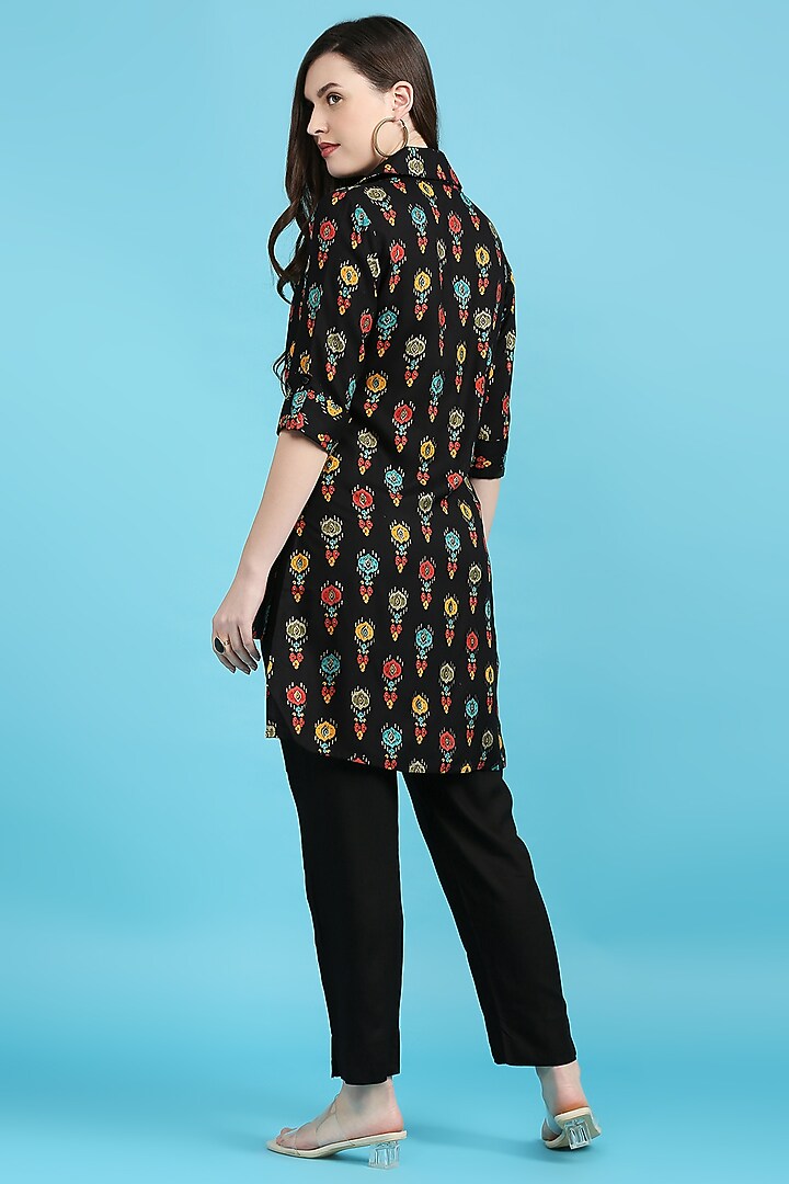Black Ikat Printed Tunic Set by ILAPTI at Pernia's Pop Up Shop