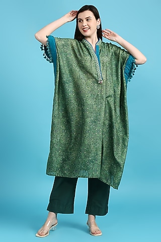 Green Printed Kaftan Set by ILAPTI