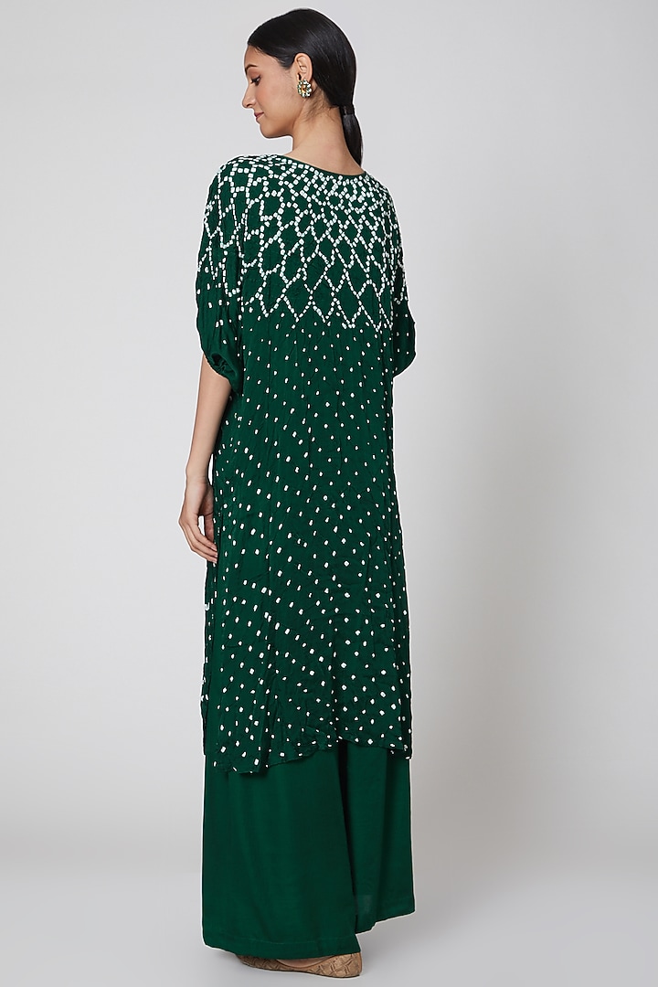 Emerald Green Bandhani Printed Kurta With Pants by ILAPTI at Pernia's Pop Up Shop