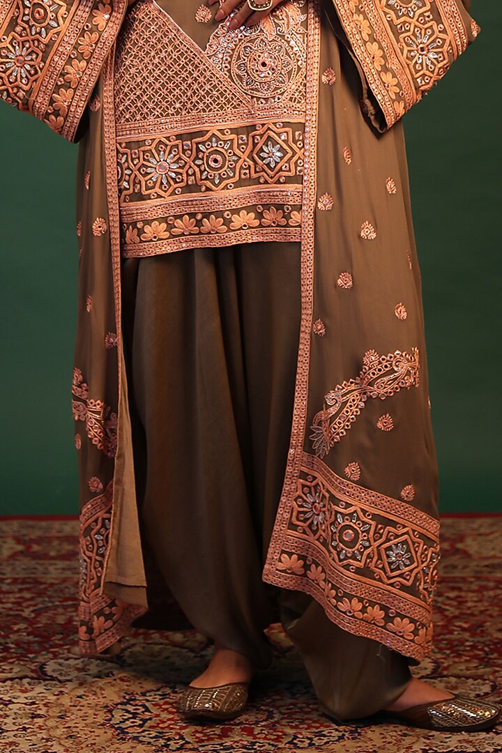 Multi-Colored Georgette Mirror & Dori Embroidered Jacket Set by World Of Folklore at Pernia's Pop Up Shop