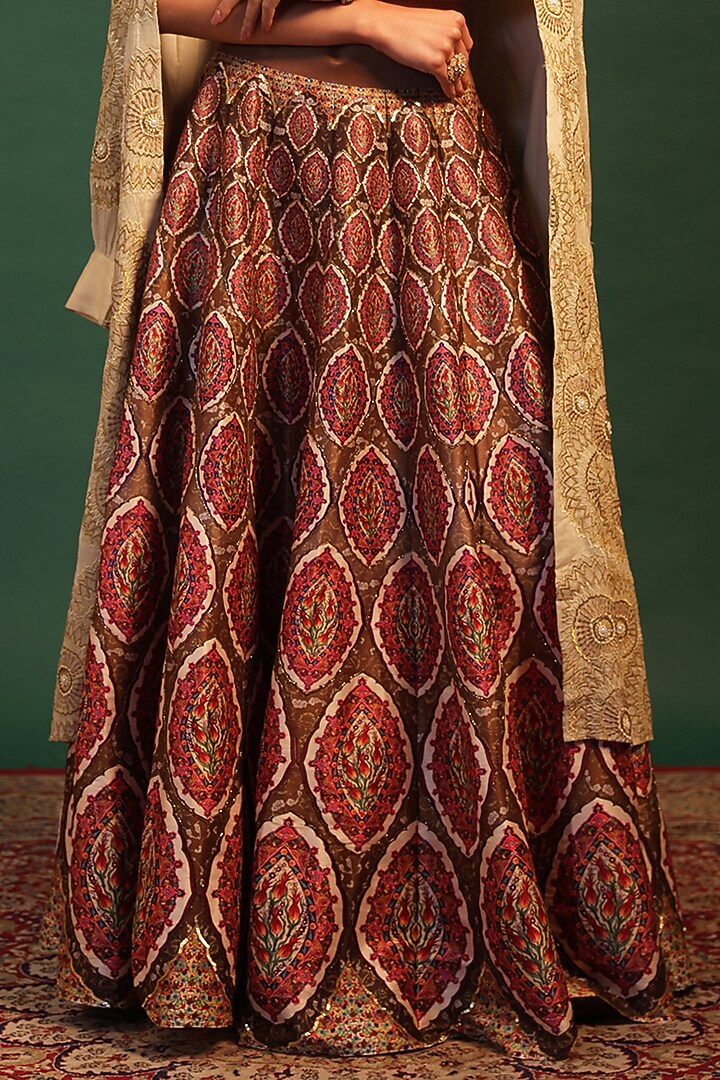 Multi-Colored Raw Silk & Georgette Paisley Printed Jacket Set by World Of Folklore at Pernia's Pop Up Shop