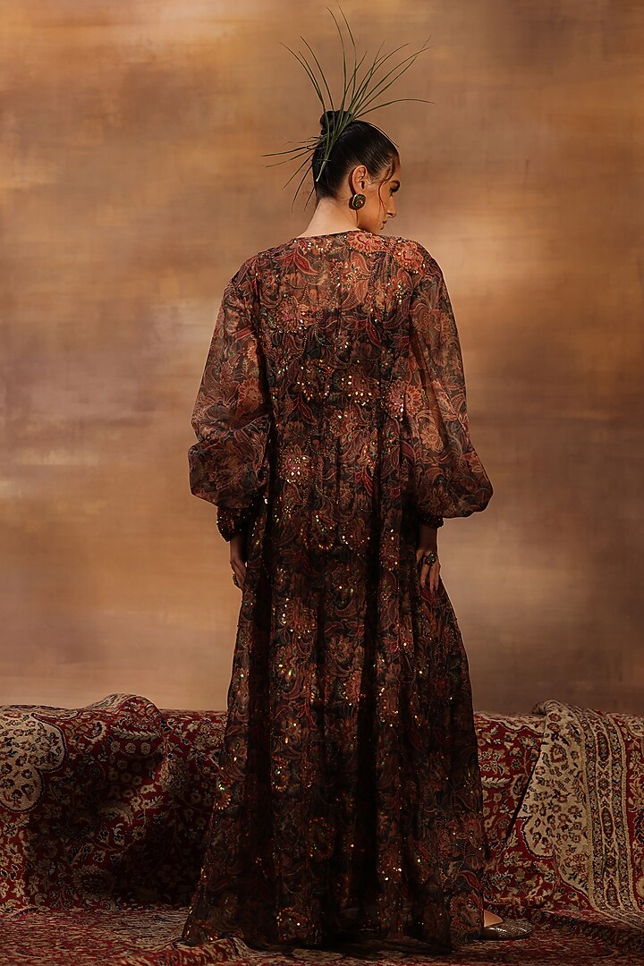 Black Silk Crepe Floral Digital Printed Jumpsuit With Jacket by World Of Folklore at Pernia's Pop Up Shop