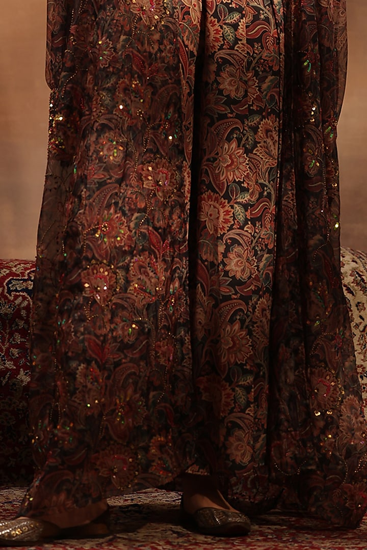 Black Silk Crepe Floral Digital Printed Jumpsuit With Jacket by World Of Folklore at Pernia's Pop Up Shop