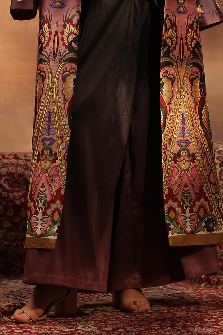 Multi-Colored Raw Poly Silk Paisley Printed Jacket Set by World Of Folklore at Pernia's Pop Up Shop