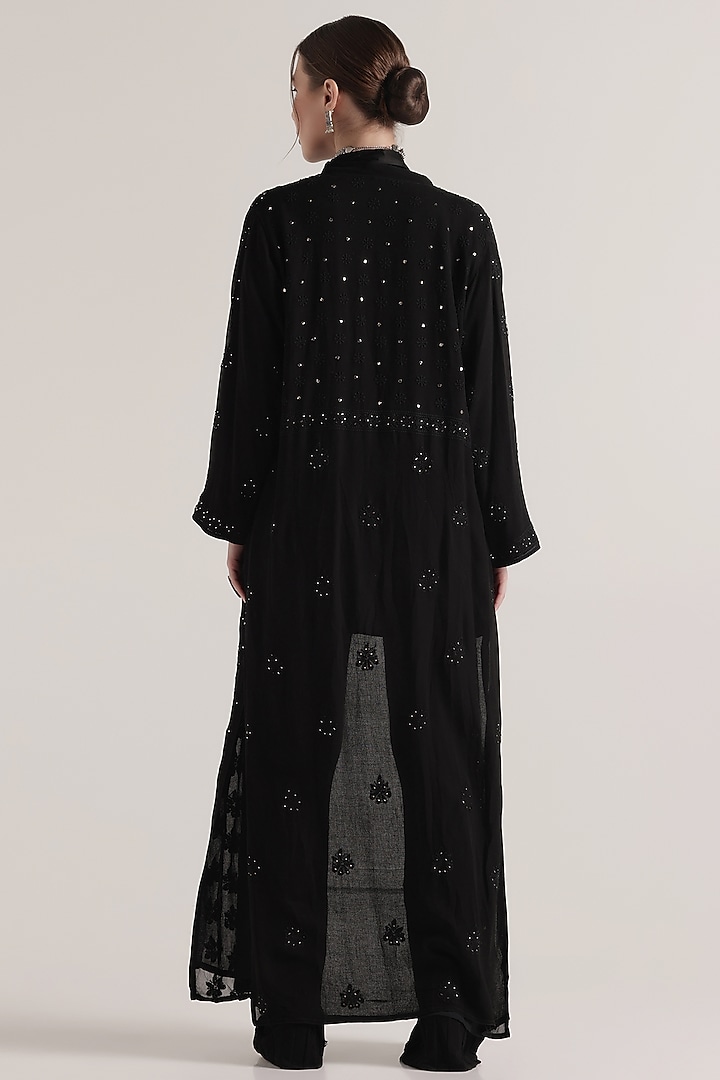 Black Pure Silk Georgette Chikankari Embroidered Top by World Of Folklore at Pernia's Pop Up Shop
