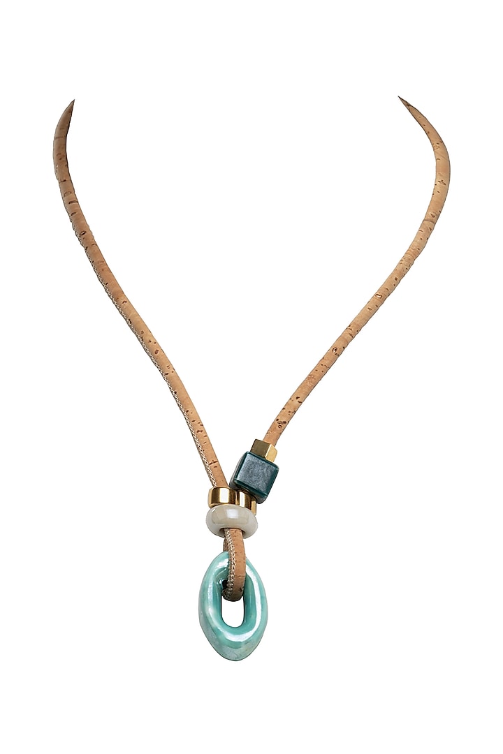 Green Genuine Cork Handmade Charm Necklace by FORET at Pernia's Pop Up Shop