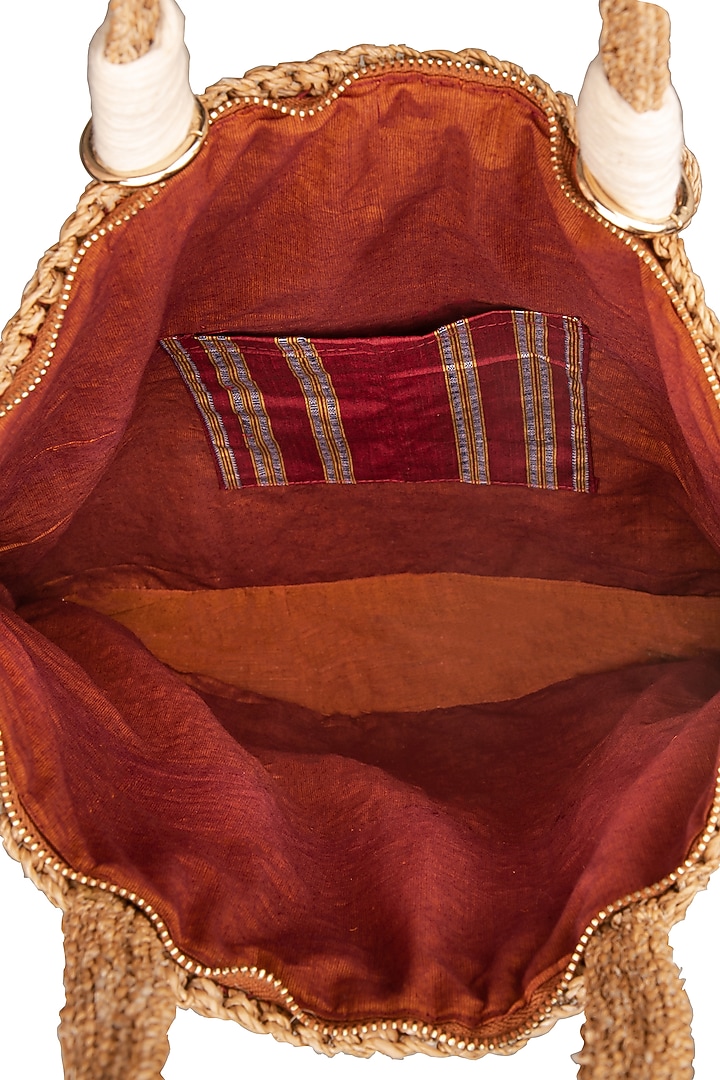 Beige Banana Bark Handcrafted Tote Bag by FORET at Pernia's Pop Up Shop