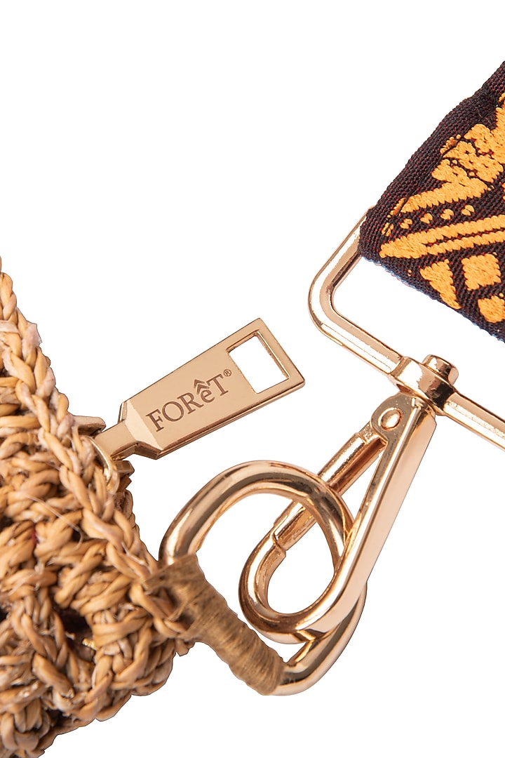Beige Banana Bark Handcrafted Woven Messenger Bag by FORET at Pernia's Pop Up Shop