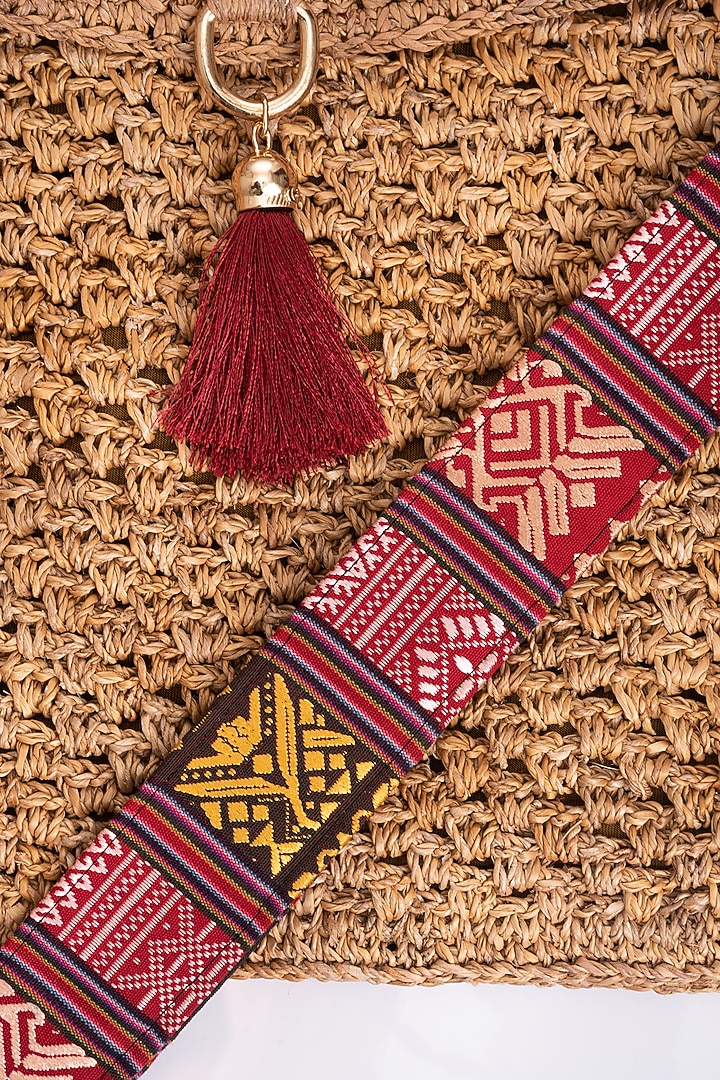 Beige Banana Bark Handcrafted Woven Messenger Bag by FORET at Pernia's Pop Up Shop