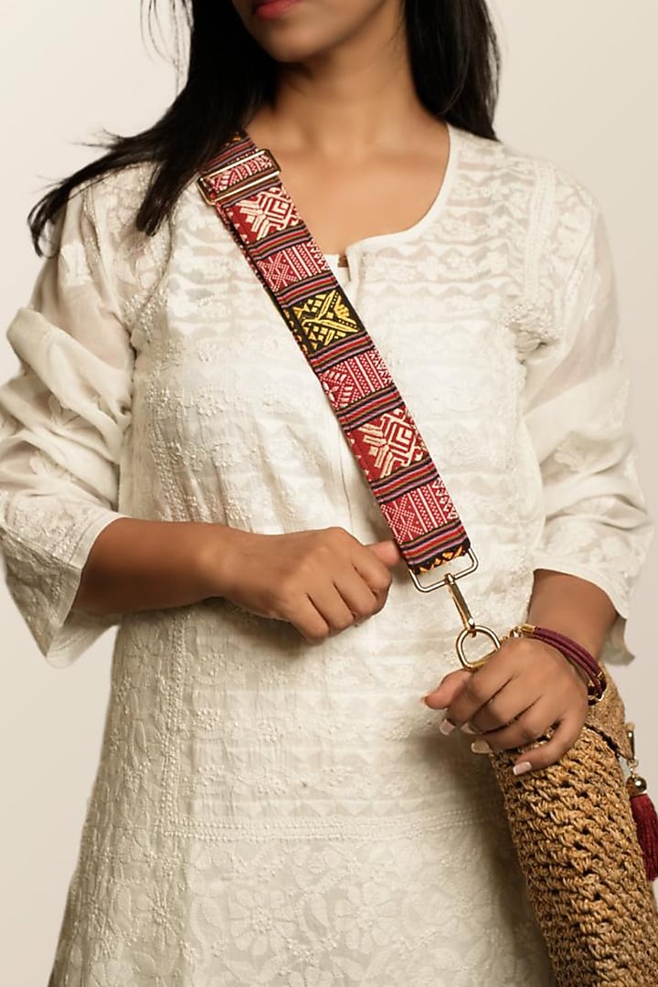 Beige Banana Bark Handcrafted Woven Messenger Bag by FORET at Pernia's Pop Up Shop