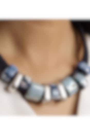 Blue Ceramic Stone Cork Choker Necklace by FORET