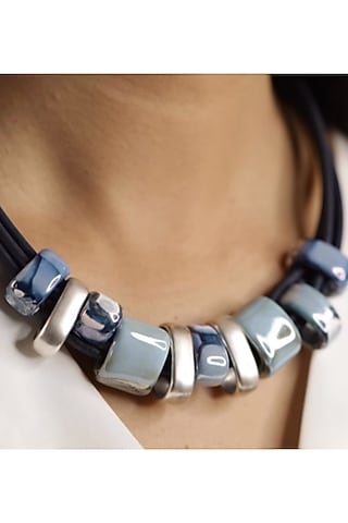 Blue Ceramic Stone Cork Choker Necklace by FORET