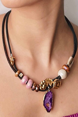 Purple Ceramic Handmade Necklace by FORET
