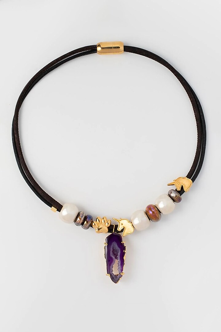 Purple Ceramic Handmade Necklace by FORET at Pernia's Pop Up Shop
