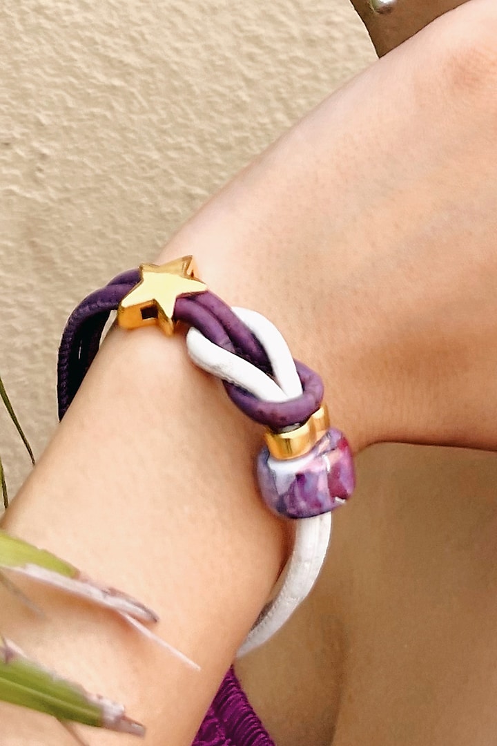 Purple & White Handmade Cork Bracelet by FORET