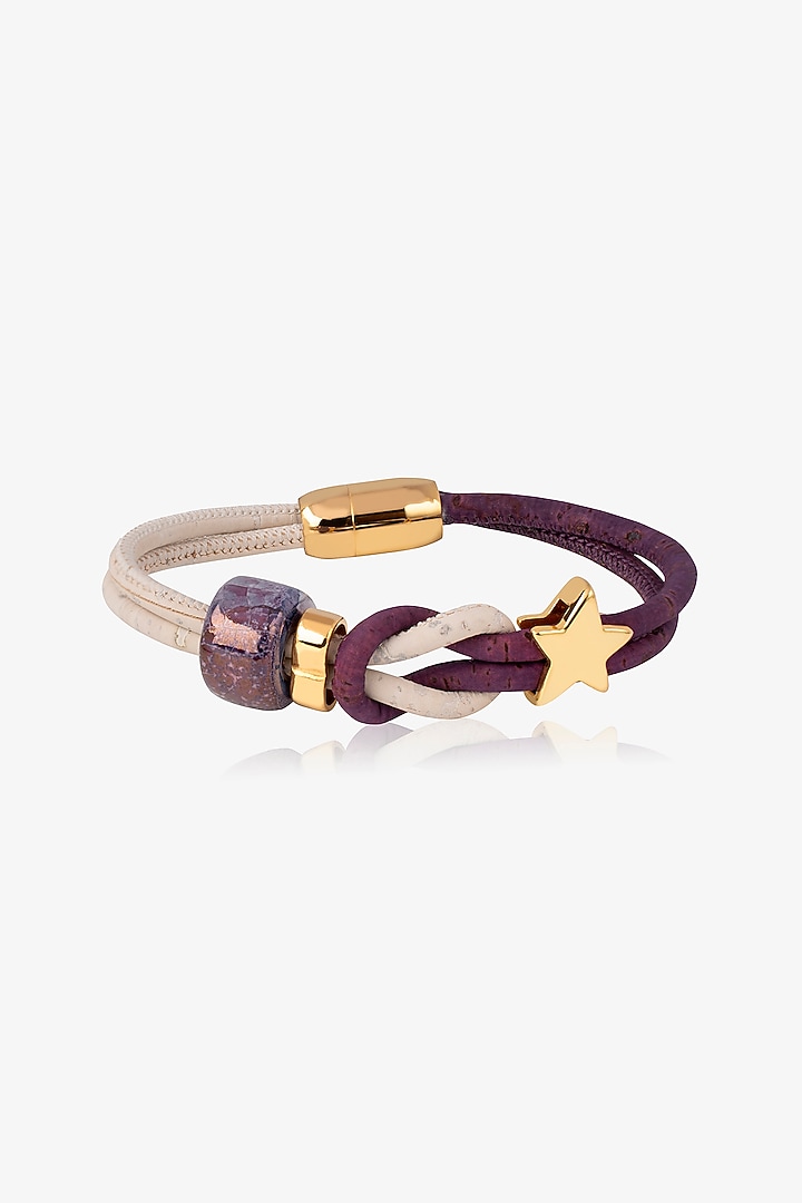 Purple & White Handmade Cork Bracelet by FORET at Pernia's Pop Up Shop