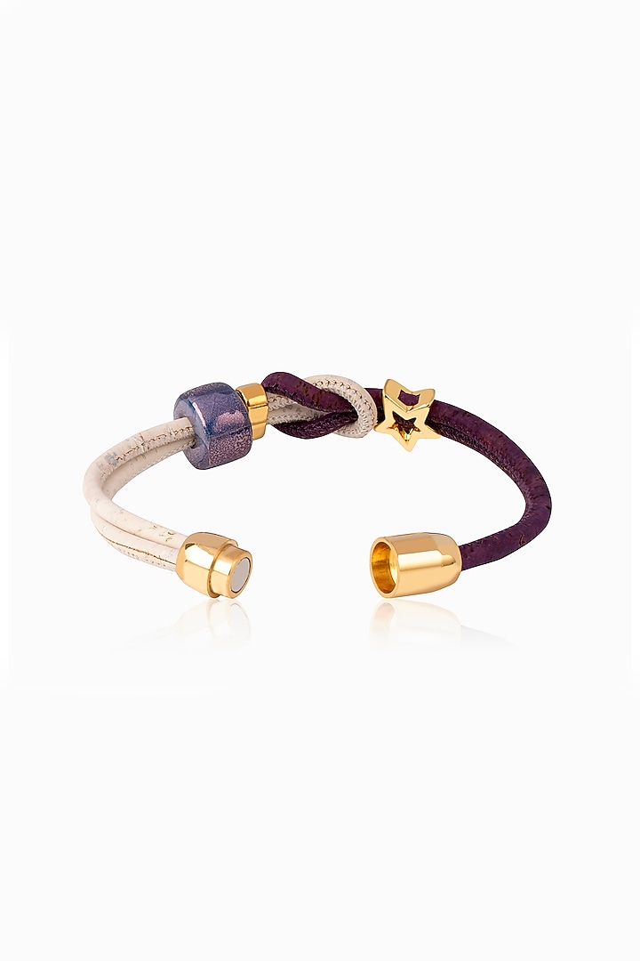 Purple & White Handmade Cork Bracelet by FORET at Pernia's Pop Up Shop